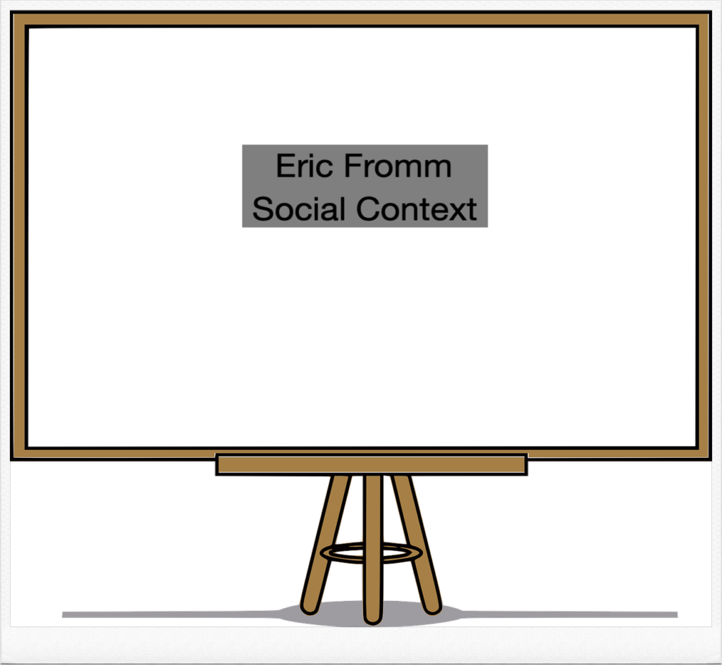 신프로이드 정신분석학자 중의 한 명인 에릭 프롬 (Eric Fromm)의 사회적 맥락 (Social Context)에 대한 설명.